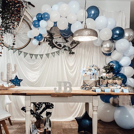111-Delige Ballonnenboog - Wit & Blauw - Ideaal voor Verjaardagen, Jubilea, Grand Openingen & Baby Showers - Feestdecoratie Set