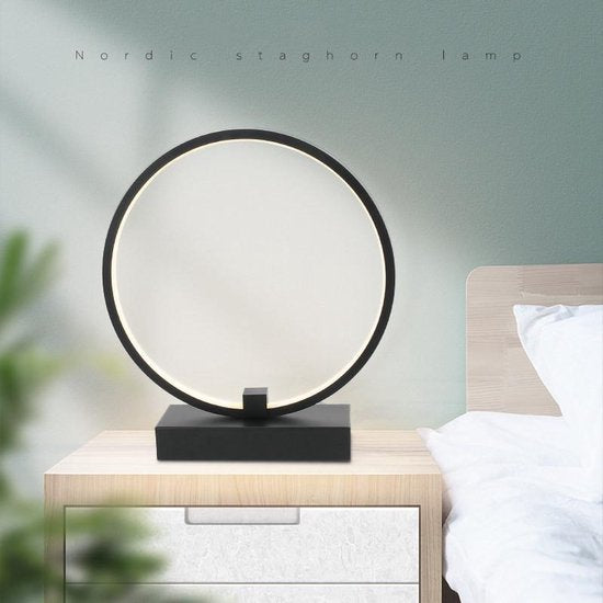 LED Tafellamp Cirkel 30cm - 3 Lichtstanden - Zwart
