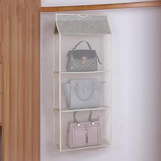 TDR - Hangende Garderobe - Opbergruimte - 3 Lagen - Kleding Kast Organizer - beige