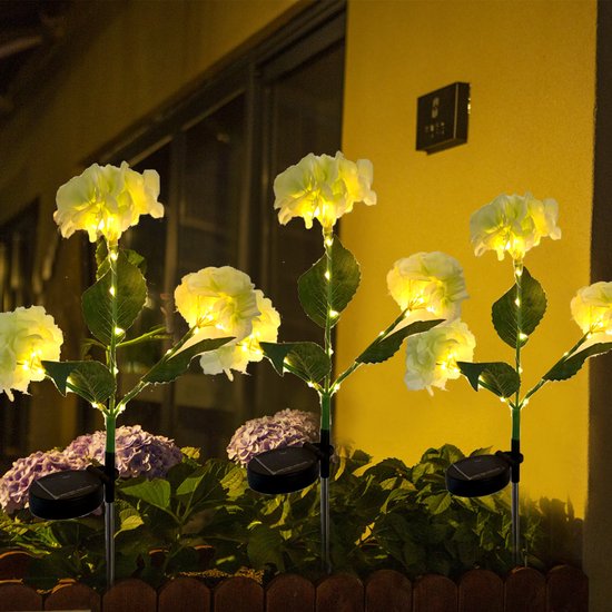 zonne-energie Hortensia Terraslamp voor Sfeervolle Buitenverlichting -Met dag en nacht sensor-IP55- 75,5 cm hoog-groen