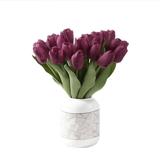 10 stuks Prachtige kunst tulp-Realistische Uitstraling - Duurzaam en Onderhoudsvriendelijk-paars