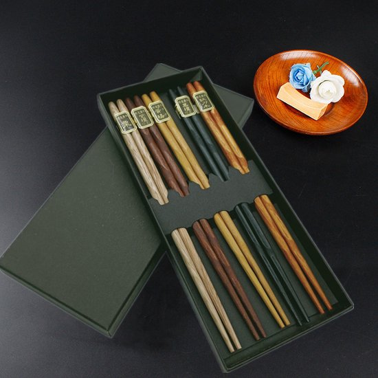 Unikorf 5 Paar Handgemaakte Houten Eetstokjes