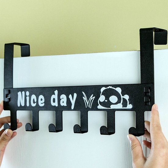 TDR-Deurkapstok Met 6 Haken-Deurhanger-Kapstok Hangend -zwart