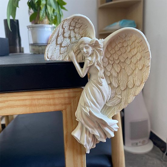 Engelen Deurkozijn Decoratie - Prachtig Kunstmatig Standbeeld - Recht Model-wit