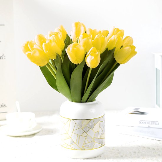 10stuks Prachtige kunst tulp-Realistische Uitstraling - Duurzaam en Onderhoudsvriendelijk- geel