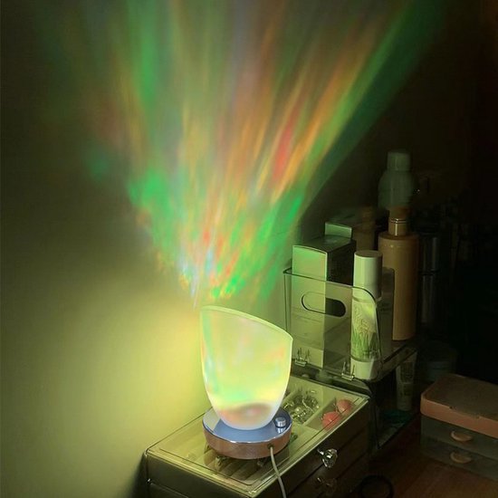 Betoverend nachtlampje met draaiende watergolf patronen en afstandsbediening -16 kleurcombinaties -USB-voeding - Sfeervolle verlichting - Hoefijzervormig design