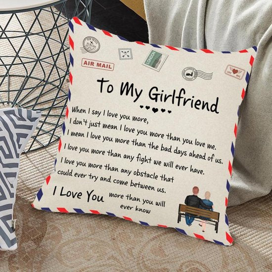TDR -Sierkussensloop- 45x45 cm  - leuk als cadeau voor naar vriendin -  "To my girlfriend"