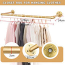 Industriële Buis Kledingrekken - Metalen Kledingrekken -Draagvermogen tot 30 kg - Robuust & Stijlvol voor Thuis en Winkel-78x24x81.5 cm-goud