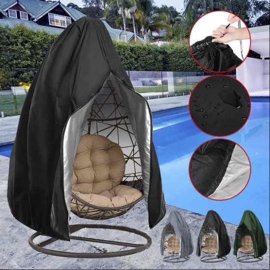 Egg chair beschermhoes 230x200 cm antraciet waterdicht rits
