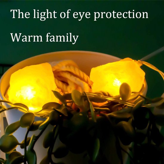 Natuurlijke Roze Himalaya Zout Crystal Rock -werkt op USB- Led-lichtsnoer 1 meter 10 lampjes