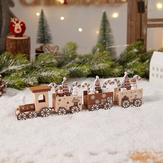 Luxe Houten Kersttrein - Kerstdecoratie - Kerstbomen, Cadeau