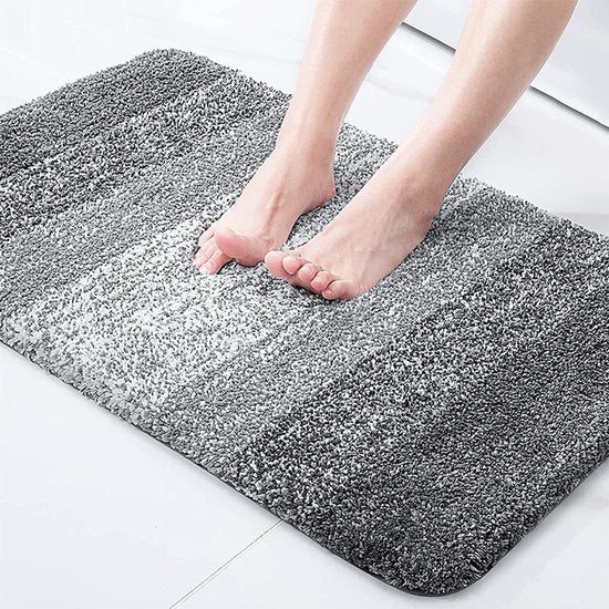 Luxe Hoogpolige Badkamermat 51x76 cm Antislip Grijs