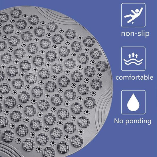 TDR-Antislip mat - 55x55CM - Rond - Grijs - Badmat badkamer - Douchemat - Badkamermat - Antislipmat voor douche