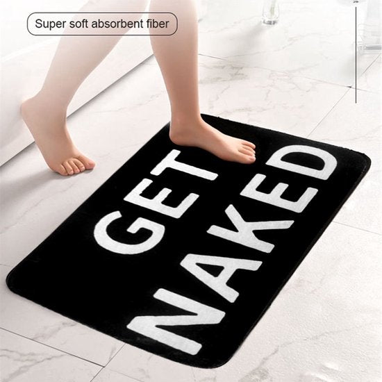 Luxe "GET NAKED" Badmat met Antislip- Zachte Pluche Comfort - Duurzaam en Absorberend 50*80CM-extra groot-zwart
