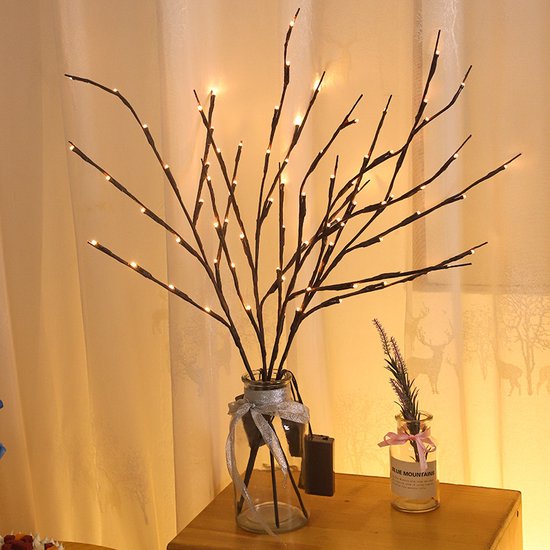 Elegante LED-boomtaklamp op Batterij - Sfeervolle Interieurverlichting - 70cm hoog - Warm Wit Licht