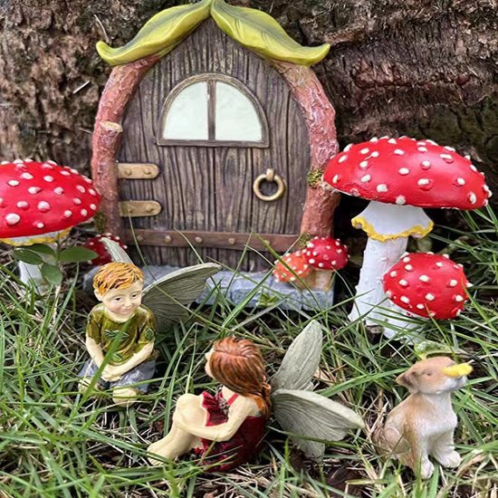 4 delige Super schattig kabouter sprookje huisje- tuindecoratie-met Lichtgevende ontwerp