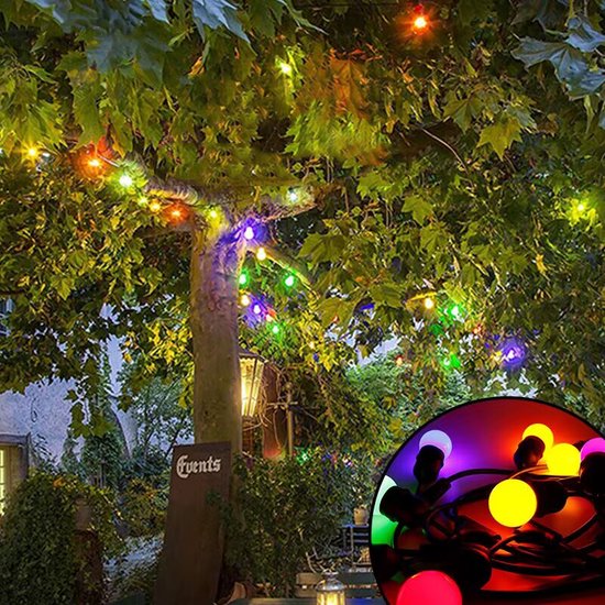 Tuinverlichting zonne-energie 12m 100 LED bollen multicolor