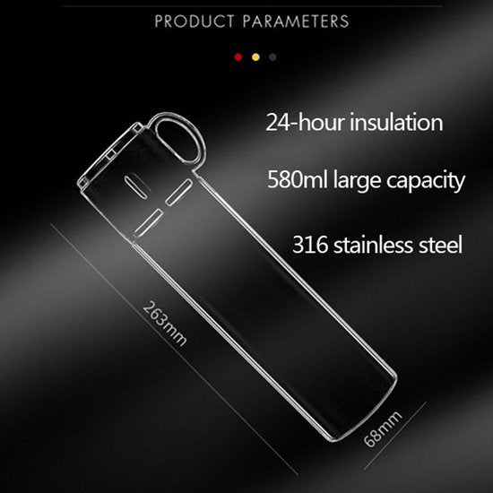 TDR - Thermosfles - RVS - grote capaciteit - 580 ml  wit