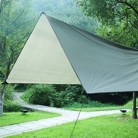 TDR - Outdoor Draagbaar Zonnescherm Met Opbergtas - Waterdicht - Tarps voor Kamperen 300 *300cm - 3-4 Personen -Leger groen