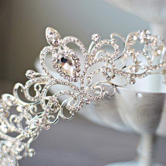 Unikorf Diadeem Kroon met Zijdelingse Kammen - Zilver