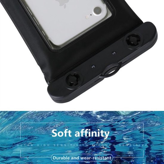 2 stuks -Drijvende opblaasbare mobiele telefoon waterdichte tas- Onderwater hoesje telefoon- zwart