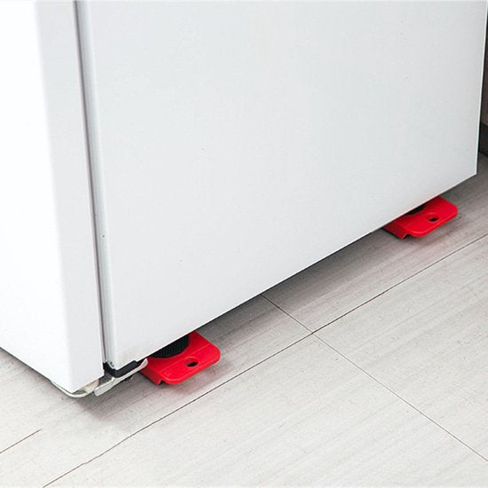 Meubelroller - 4 stuks - met meubelheffer / krik - 5 delig - Max 150kg - Rood