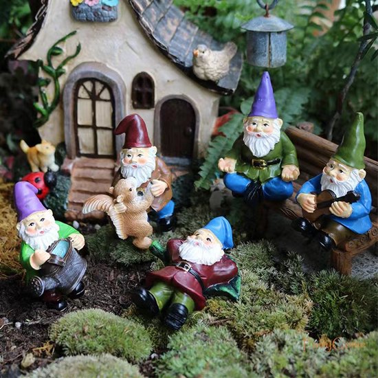 Kabouter Tuinstekerset - Bloempot Decoraties - 5 Stuks