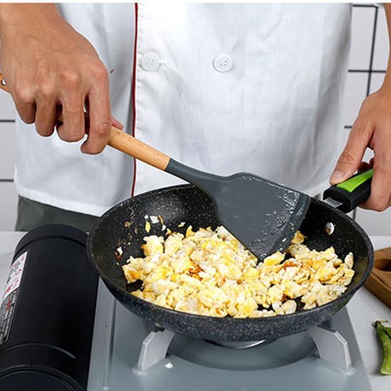 TDR - Kookgerei set met Houder 11-delig - Hout met Siliconen