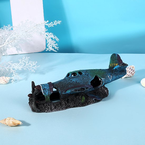 Aquarium decoratie - Gevechtsvliegtuigen - Realistische hars ornamenten voor vistank landschapsarchitectuur - Duurzaam en stabiel - Ideaal voor zoet- en zoutwateraquaria 22*9.5*8CM