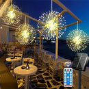 Solar vuurwerk lichtsnoer 360 LED, 4 st, warmwit, waterdicht