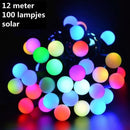 Tuinverlichting met ronde bal slinger Op Zonneenergie-12meter lang 100 LED lichtjes- 8 knipperende modi-Multicolour