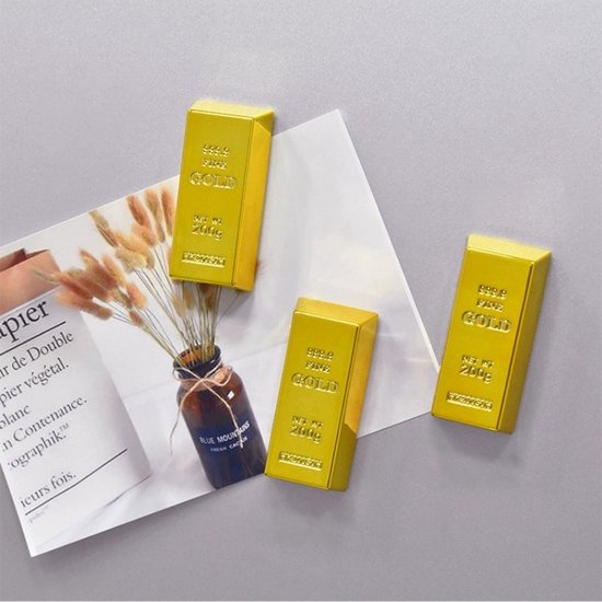Gouden Koelkastmagneten – 6 Stuks – Gold Bar Design