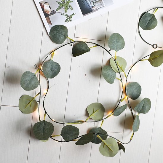 led lichtstring/lichtsnoer eucalyptusbladeren wijnstok licht 10meter 100 lampjes-wekt op batterij