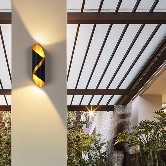Xtraworks Moderne LED Wandlamp Zwart/Goud Waterdicht