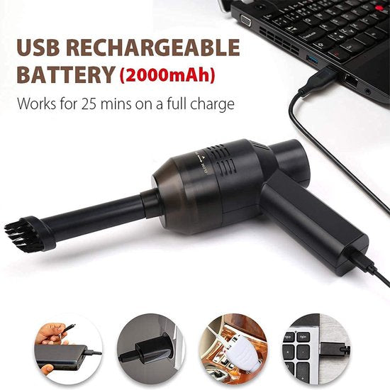 Wireless Mini Vacuum Cleaner -toetsenbord reiniger- Krachtige zuigkracht - Lange batterijduur - Verschillende mondstukken -zwart