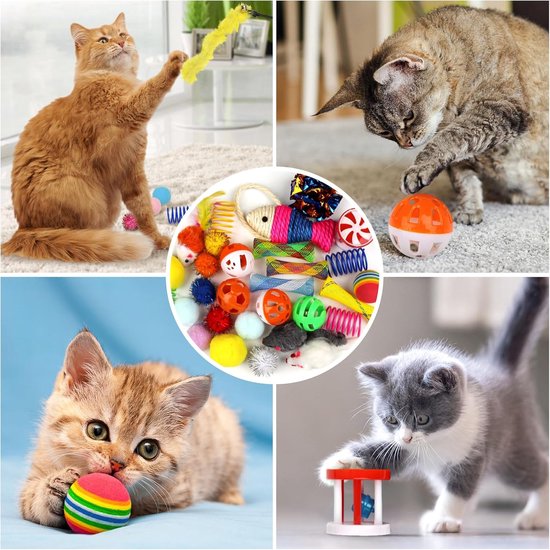 Kattenspeelgoed Set 28-delig – Complete Speelset met Tunnel, Speelmuisjes, Ballen & Catnip – Voor Actieve en Gelukkige Katten