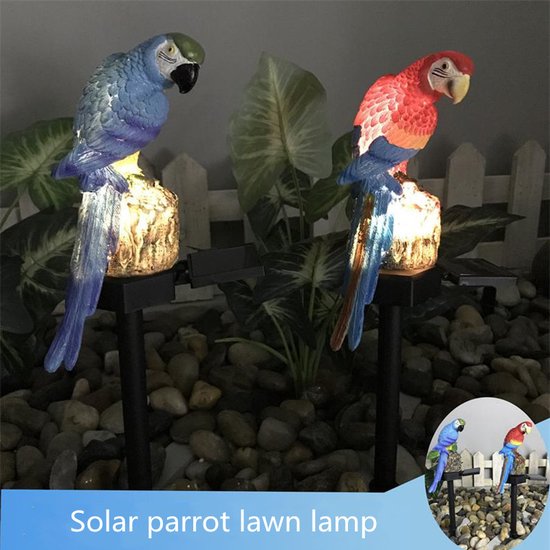Xtraworks - buiten lamp - fakkel - werkt op zonne-energie - thema: blauwe Papagaai