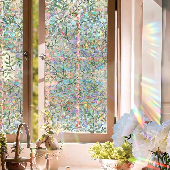 PVC glasfolie 40x100 cm - Bladpatroon, Zelfklevend & Privacy