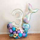 TDR-Digitale Zeemeermin Ballon Set 3 jaar -themafeest-Kinderfeestje-Decoratie set