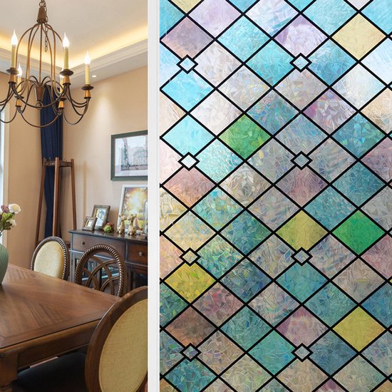 Milieuvriendelijke PVC Glasfolie - Kleurrijk Ruitjespatroon