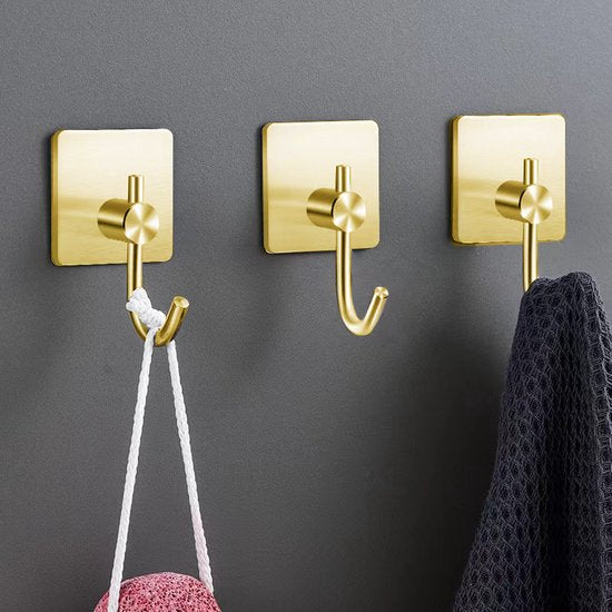 Unikorf 4x Zelfklevende Handdoekhaakjes/Ophanghaken - Goud