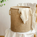 Wasmand Katoen - Opbergmand 52 ltr - Mand Rond met handvaten - Wasbox Opvouwbaar - Speelgoedmand