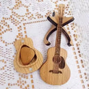Houten Gitaar Plectrumdoos – Uniek Cadeau voor Gitaristen – Gitaarvormig Bewaardoosje – 12cm – Houtkleur