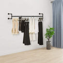 Stevige Muurbevestigde Kledingstang - Duurzame Metalen Kledingrail - Draagvermogen tot 35 kg - Perfect voor Wasruimte en Slaapkamer-80cm-matzwart