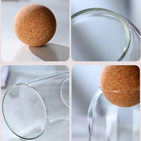 4 delige Afsluitbare Bewaardozen van Hoog Borosilicaatglas - Vooraard Glazen Pot voor Een Stijlvolle en Praktische Keukenorganisatie (Inhoud：450ML+750ML+1000ML+1300ML）