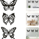 Metalen vlinder wanddecoratie 3-pack zwart 3D binnen/buiten