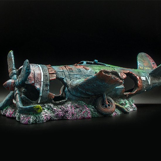 Aquarium decoratie - Gevechtsvliegtuigen - Realistische hars ornamenten voor vistank landschapsarchitectuur - Duurzaam en stabiel - Ideaal voor zoet- en zoutwateraquaria 23 x 10 x 8 cm