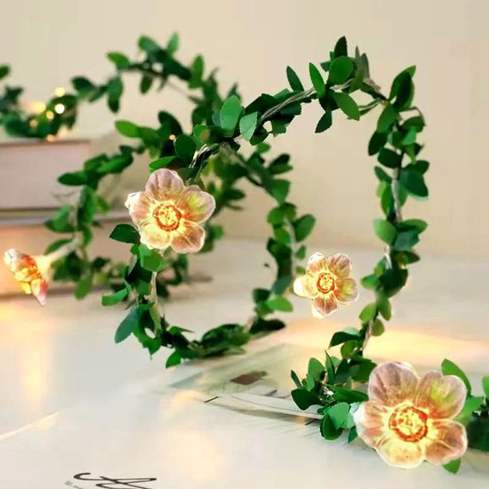 LED kersenbloesem lichtsnoer 2m 20 lampjes batterij roze