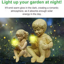 Creatieve hars tuinbeeld-Jongen en meisje standbeeld-decoratief tuinfiguur met glow in the dark poeder