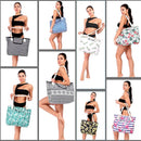 Waterbestendige strandtas zwart-wit 55x38x15cm met zakken